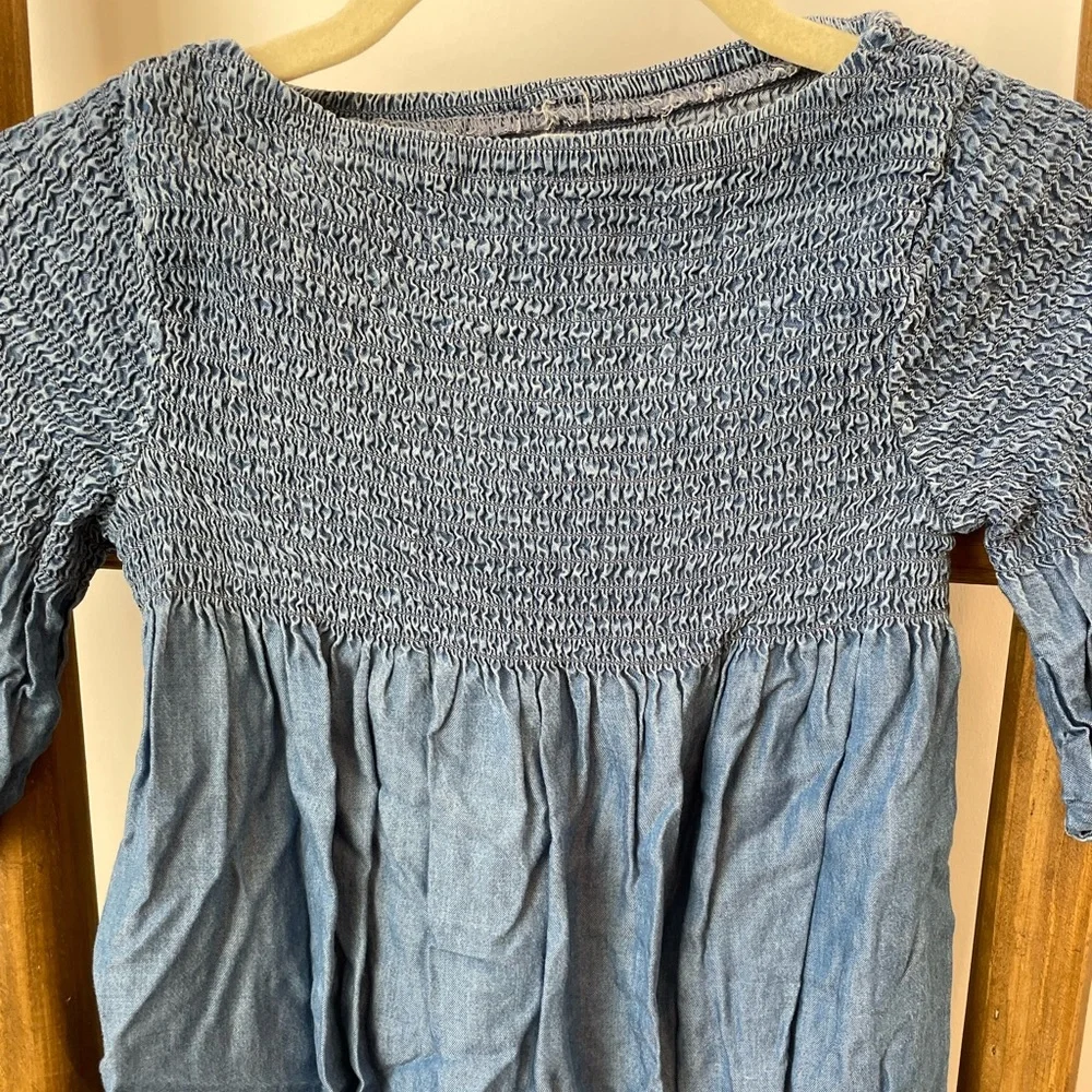 GAP Chambray Toddler Dress with ruched detail